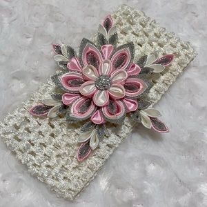Kanzashi headband, kanzasi snowflake headband